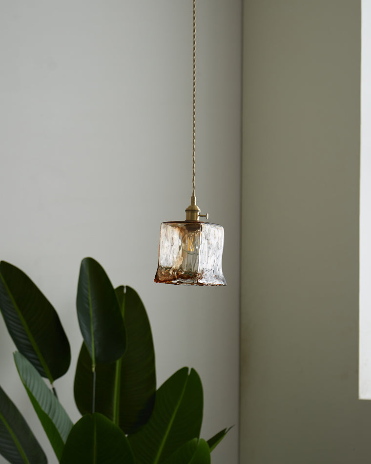 Amber Glass Vintage Pendant Light for Kitchen or Bedroom