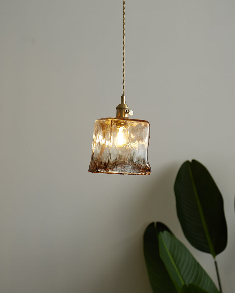 Amber Glass Vintage Pendant Light for Kitchen or Bedroom