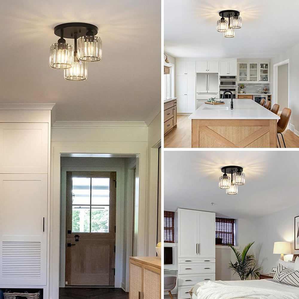 Modern Crystal Semi Flush Ceiling Light with E27 Sockets