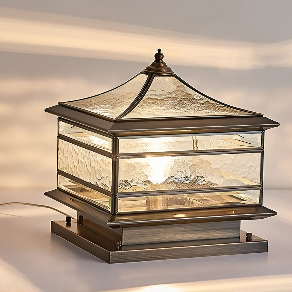Vintage Copper Post Light, Waterproof Outdoor Garden Fence Lamp