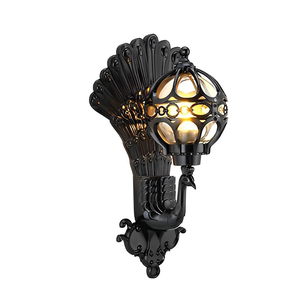 Retro Peacock Outdoor Wall Light Waterproof Aluminum