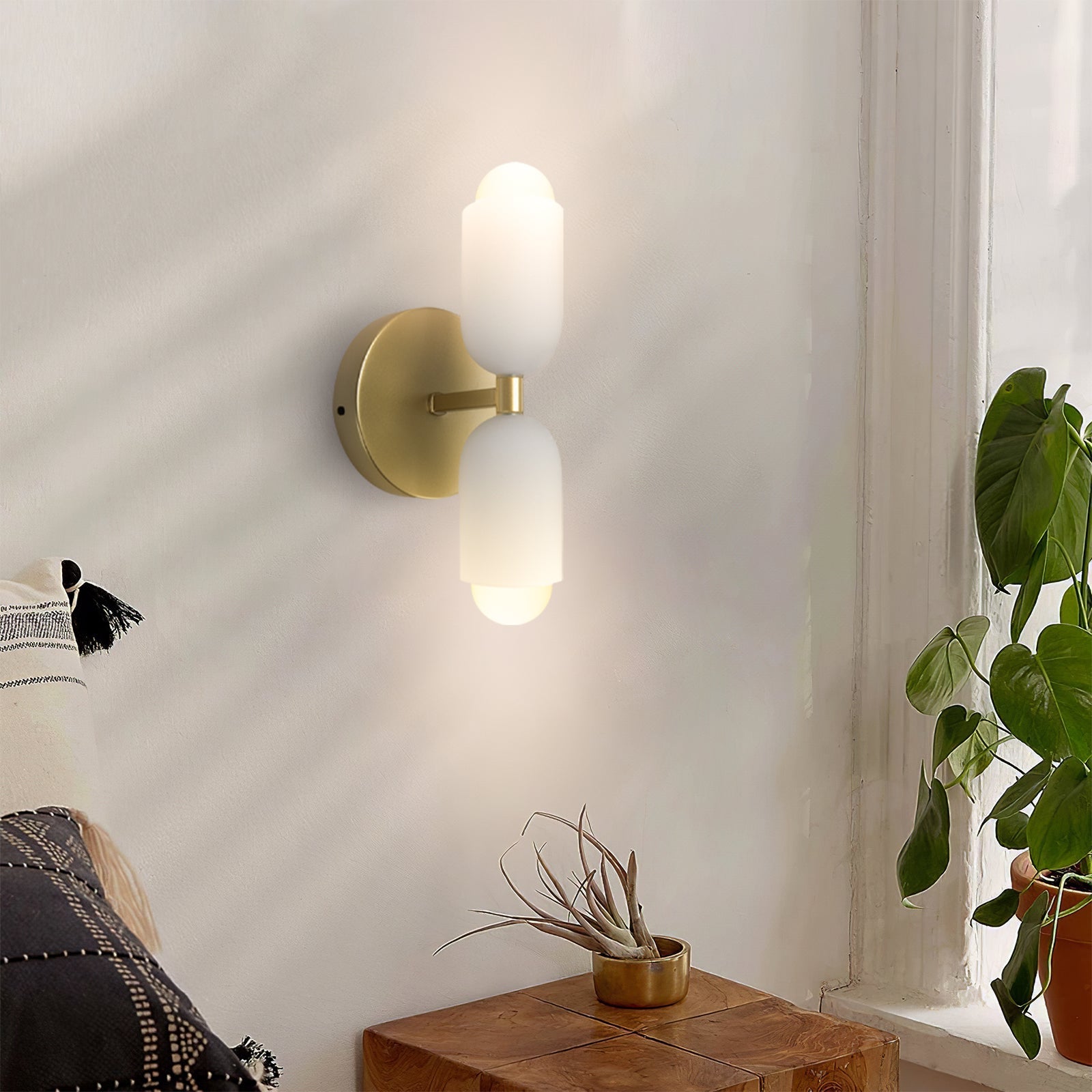 Modern Cream Double Head Wall Light – E14 LED Indoor Sconce