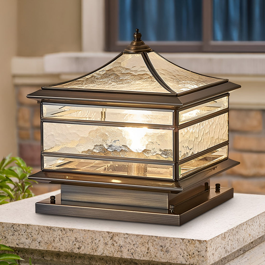Vintage Copper Post Light, Waterproof Outdoor Garden Fence Lamp