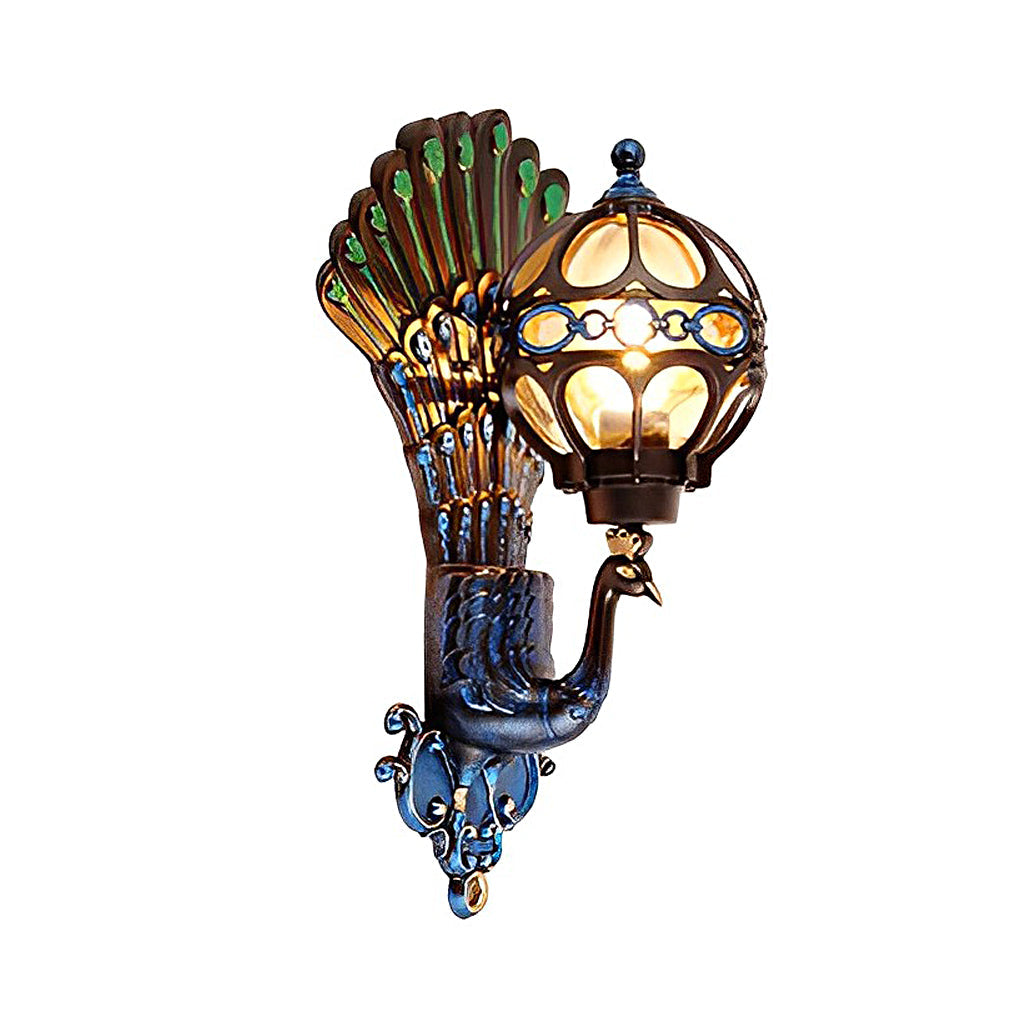 Retro Peacock Outdoor Wall Light Waterproof Aluminum