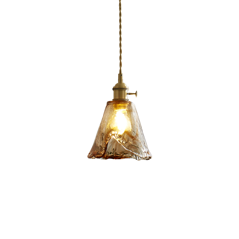 Amber Glass Vintage Pendant Light for Kitchen or Bedroom