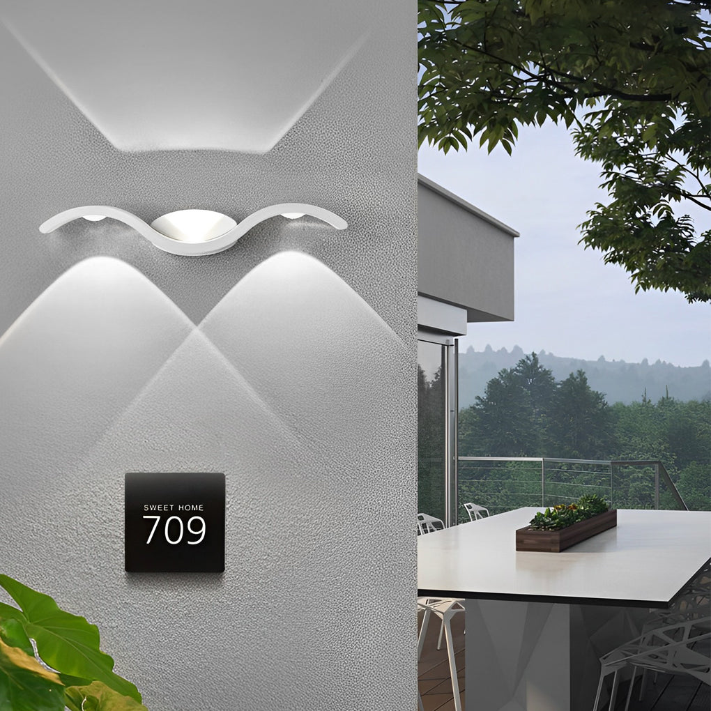 Modern Outdoor Up Down LED Wall Light Seagull Wave Design Waterproof