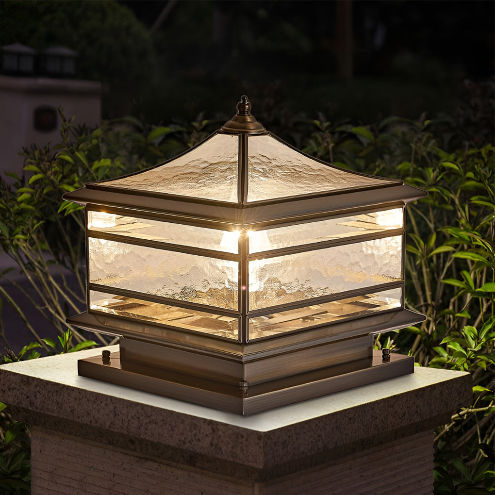 Vintage Copper Post Light, Waterproof Outdoor Garden Fence Lamp