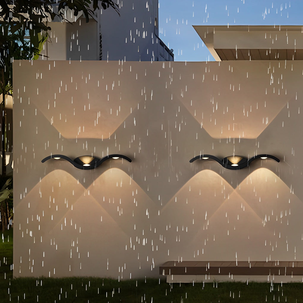 Modern Outdoor Up Down LED Wall Light Seagull Wave Design Waterproof