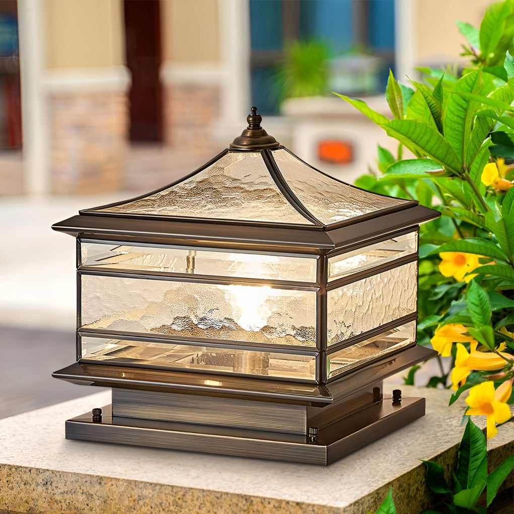Vintage Copper Post Light, Waterproof Outdoor Garden Fence Lamp