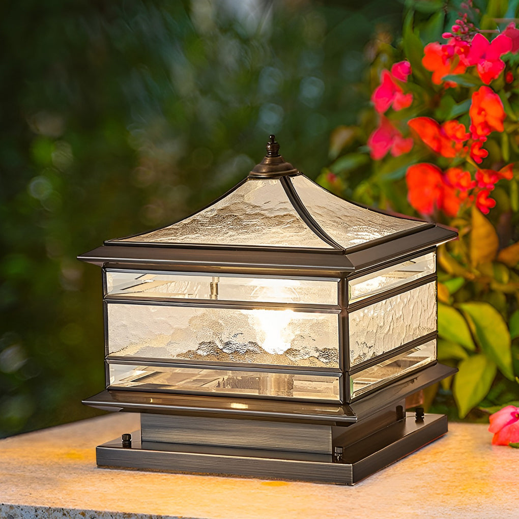 Vintage Copper Post Light, Waterproof Outdoor Garden Fence Lamp