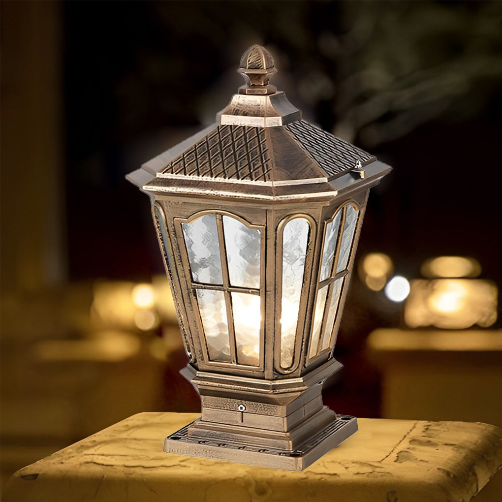 Retro Solar LED Fence Post Light Waterproof Dual Power