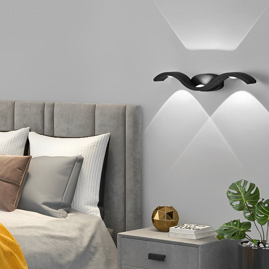 Modern Outdoor Up Down LED Wall Light Seagull Wave Design Waterproof