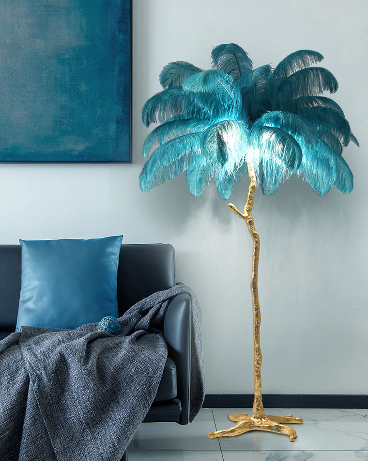 Feather Palm Tree Floor Lamp for Living Room or Bedroom