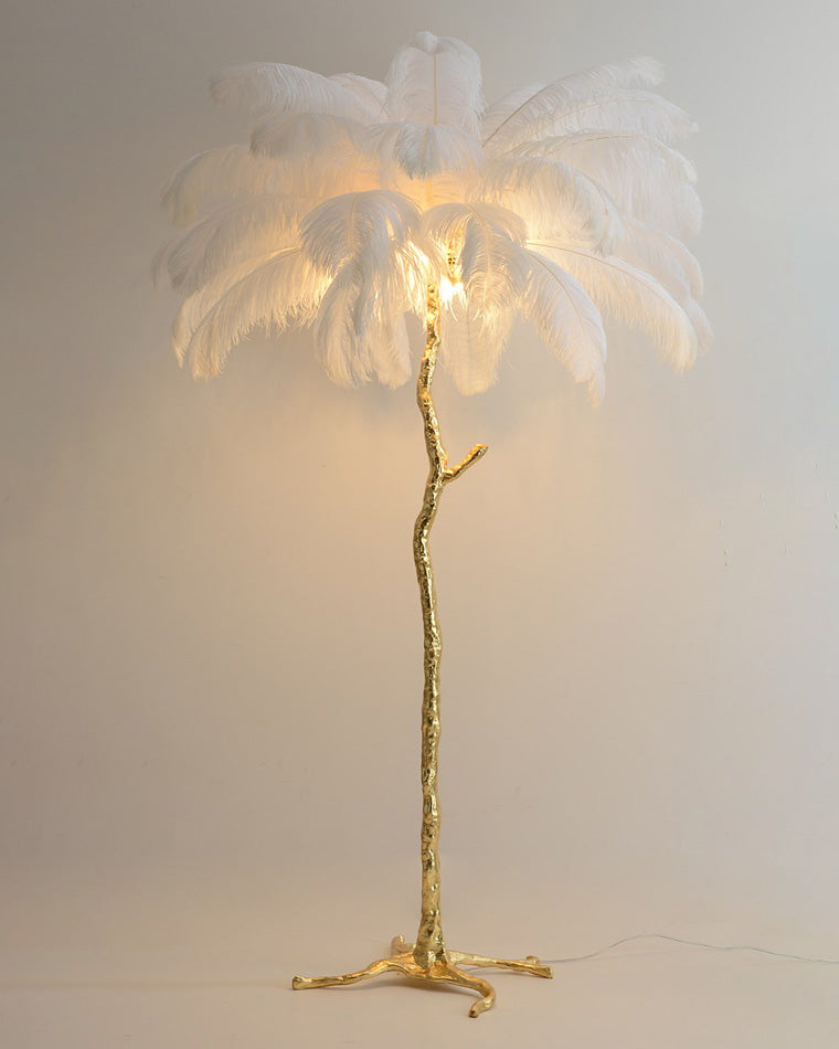 Feather Palm Tree Floor Lamp for Living Room or Bedroom