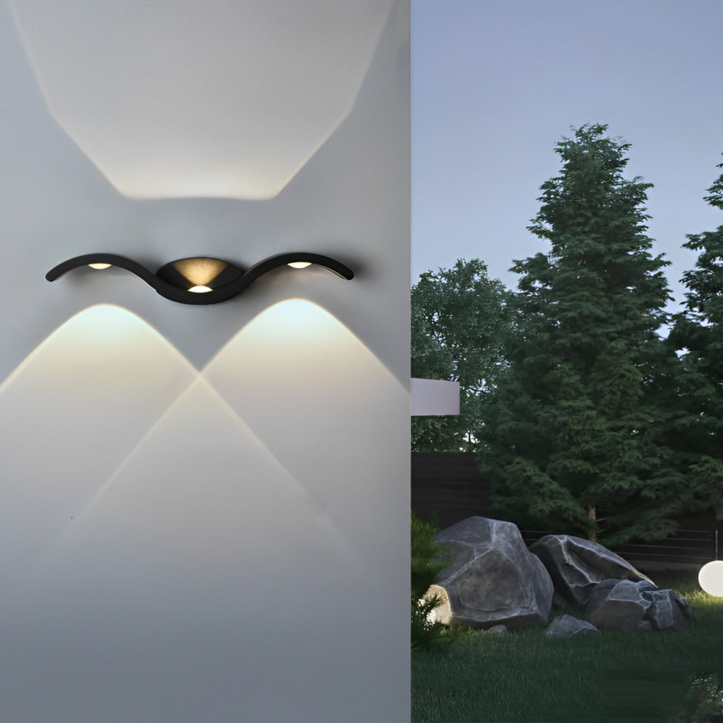 Modern Outdoor Up Down LED Wall Light Seagull Wave Design Waterproof