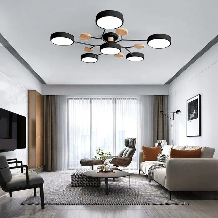 Modern Round LED Semi-Flush Ceiling Chandelier