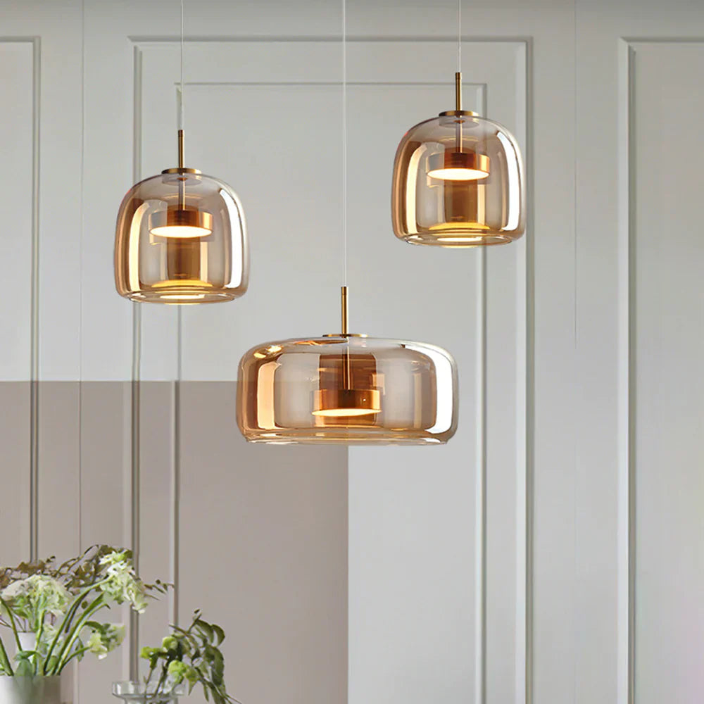 Minimalist Glass Pendant Light Warm Adjustable Modern Ceiling Fixture