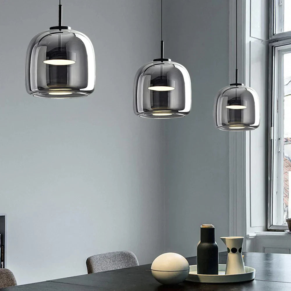 Minimalist Glass Pendant Light Warm Adjustable Modern Ceiling Fixture
