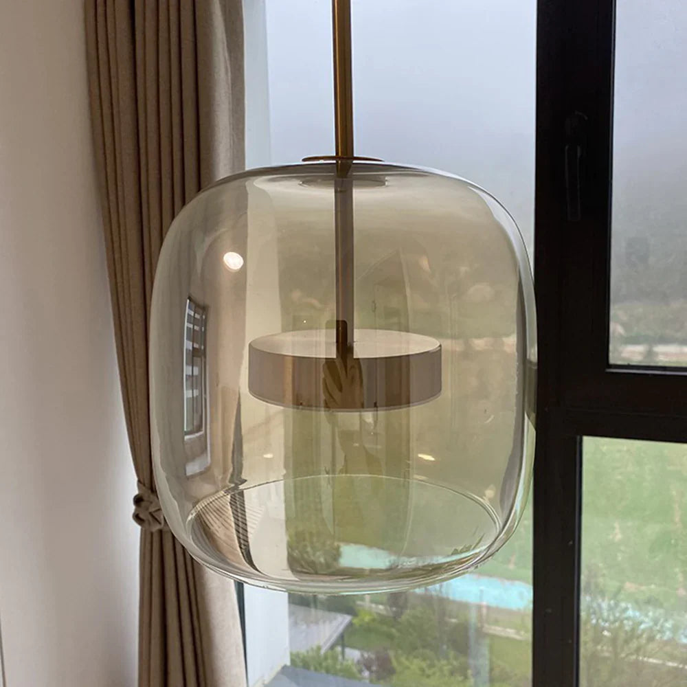 Minimalist Glass Pendant Light Warm Adjustable Modern Ceiling Fixture