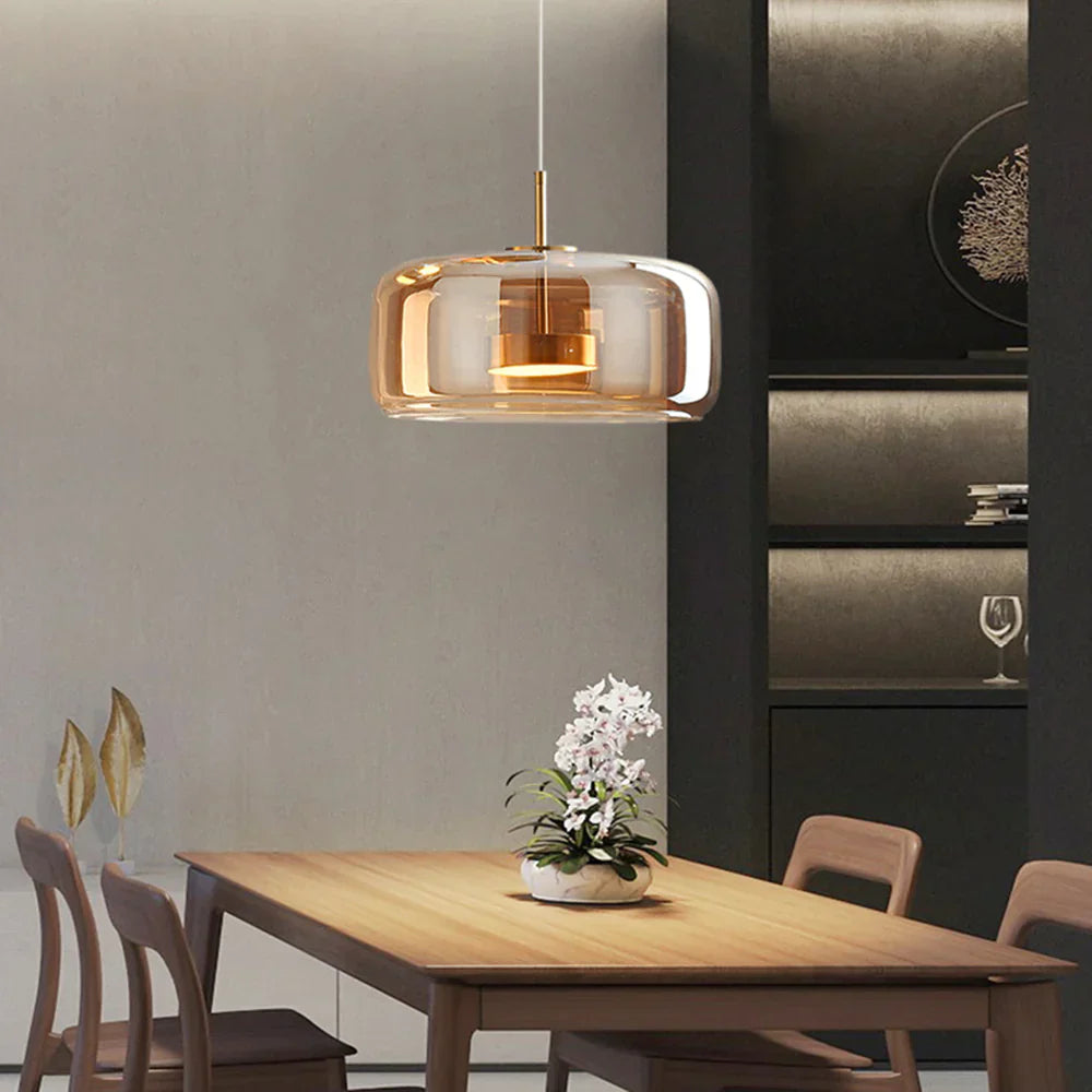Minimalist Glass Pendant Light Warm Adjustable Modern Ceiling Fixture