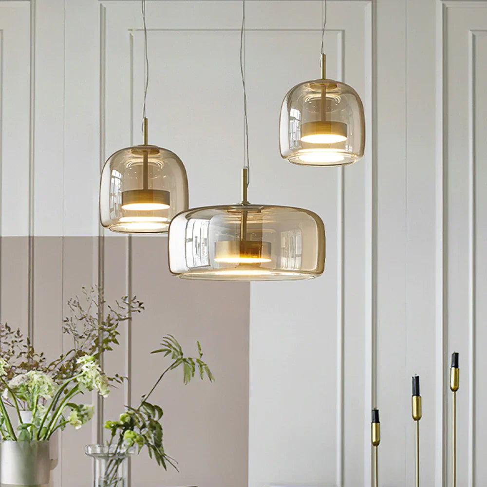 Minimalist Glass Pendant Light Warm Adjustable Modern Ceiling Fixture