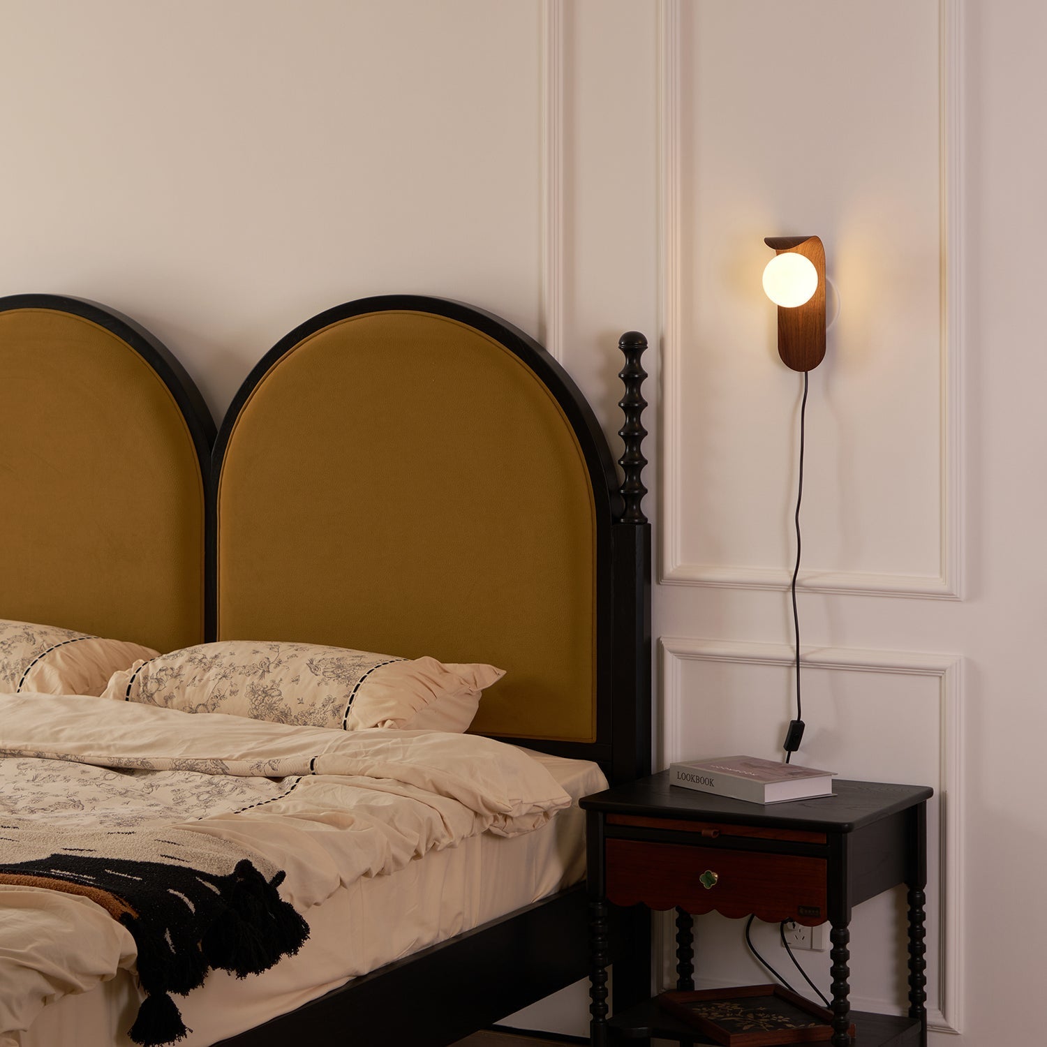 Modern Wood or Walnut Wall Light with Plug or Hardwired Options