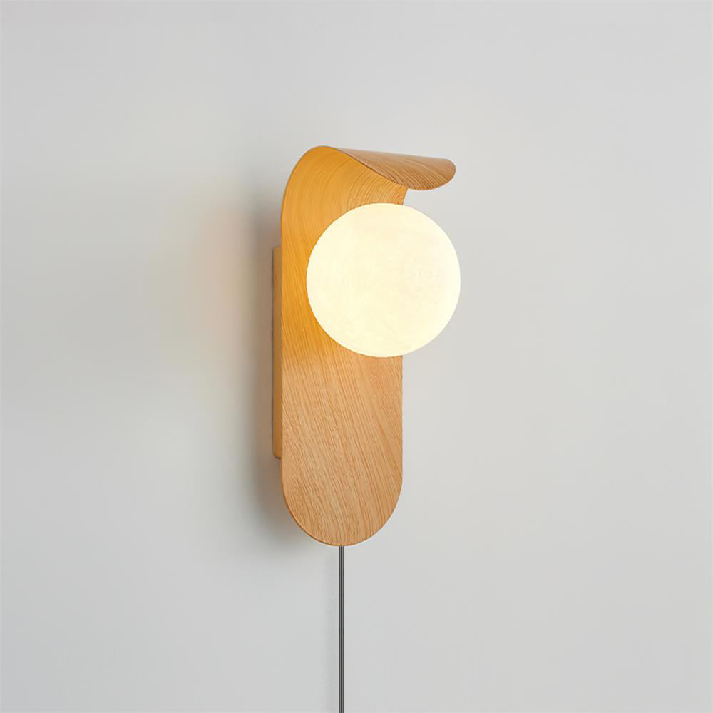 Modern Wood or Walnut Wall Light with Plug or Hardwired Options