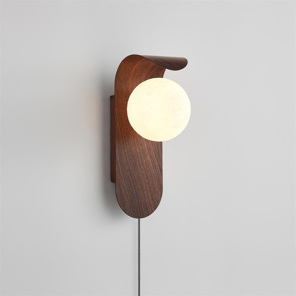 Modern Wood or Walnut Wall Light with Plug or Hardwired Options