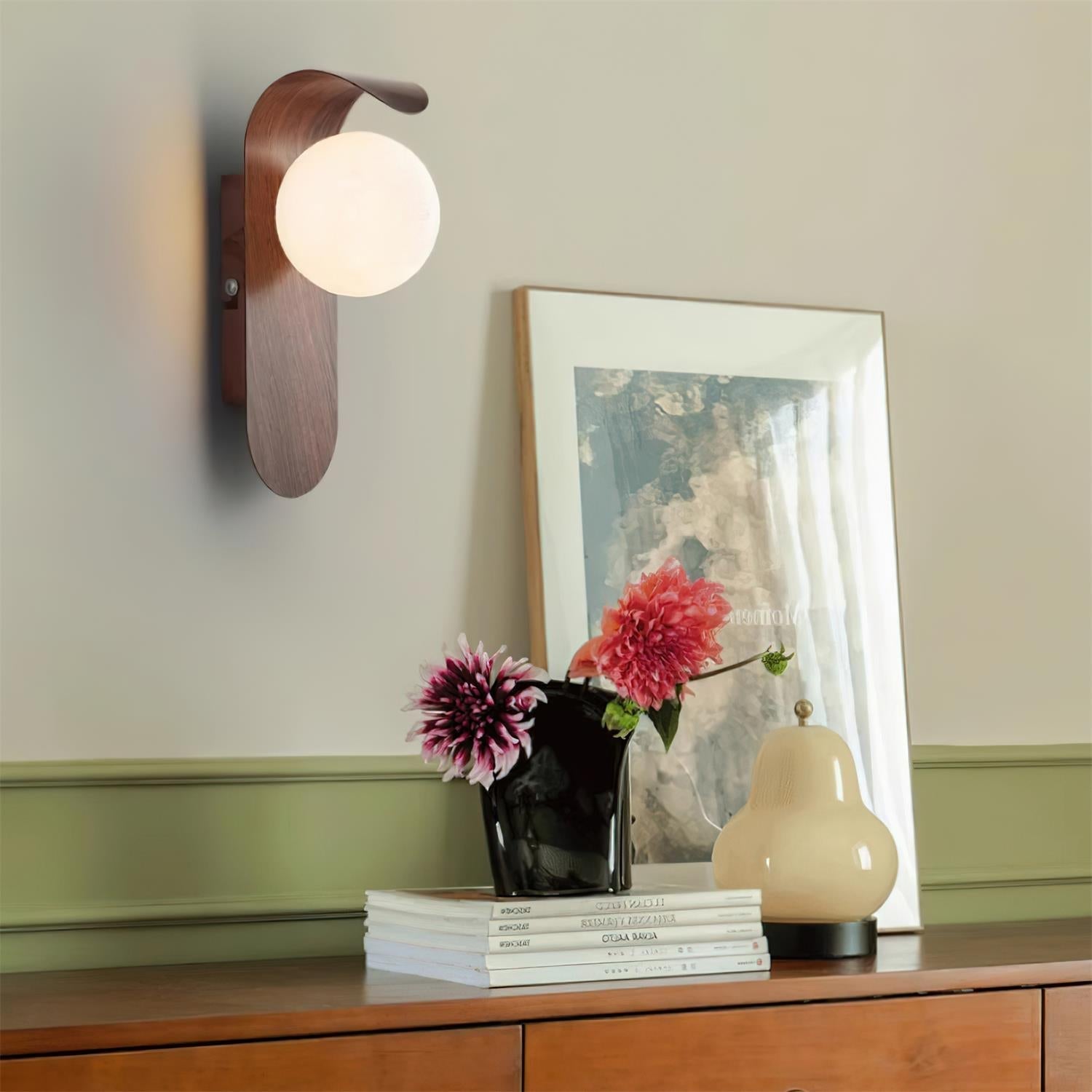 Modern Wood or Walnut Wall Light with Plug or Hardwired Options