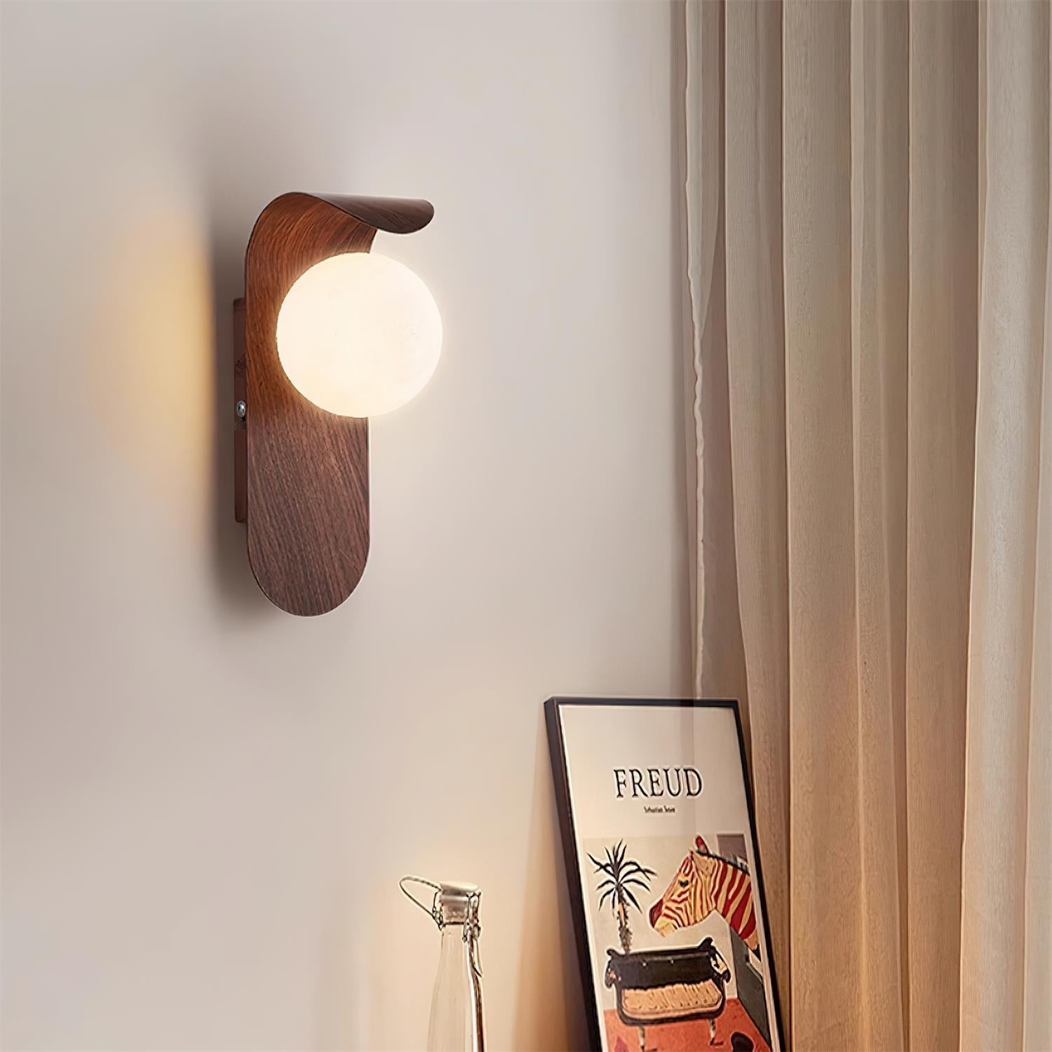 Modern Wood or Walnut Wall Light with Plug or Hardwired Options