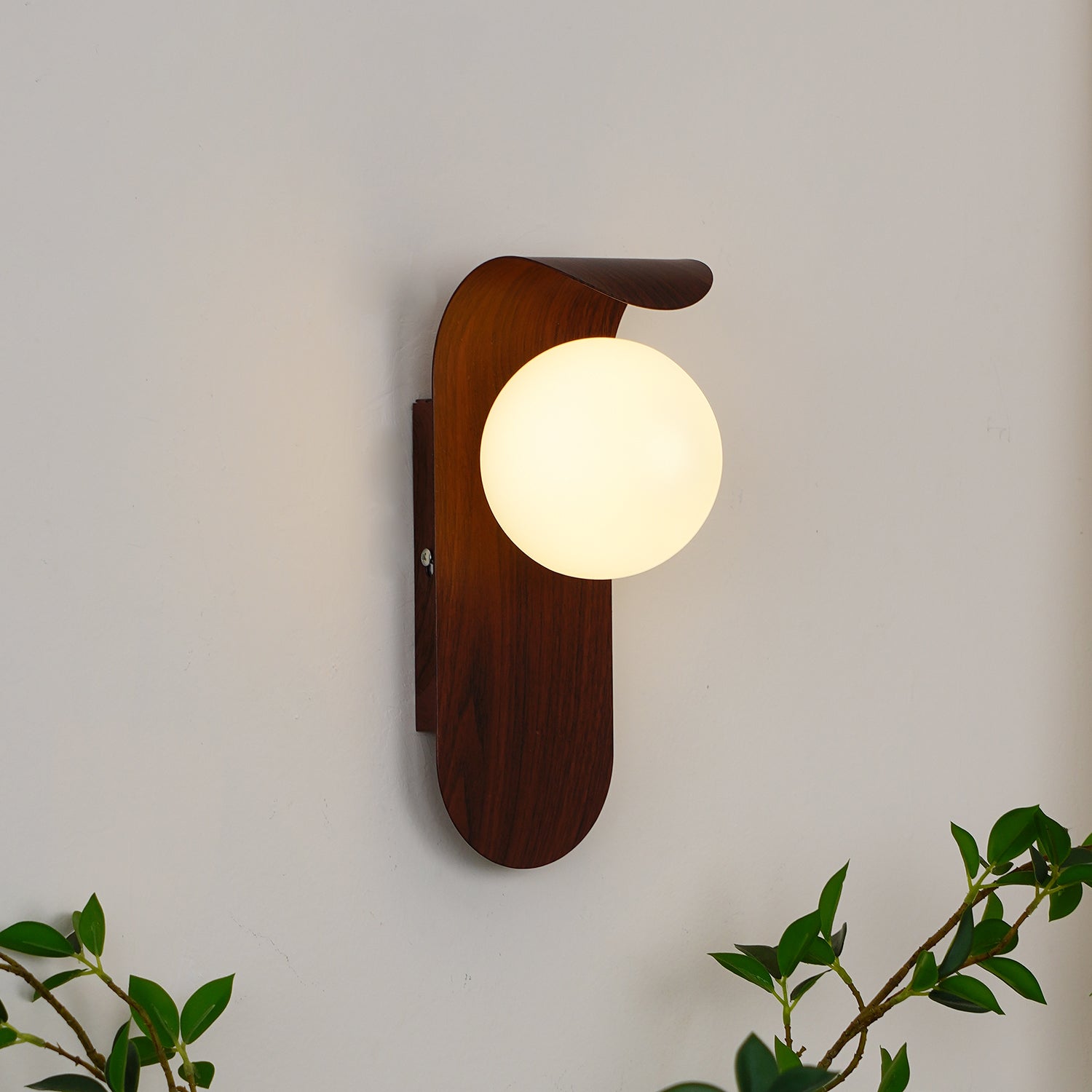 Modern Wood or Walnut Wall Light with Plug or Hardwired Options