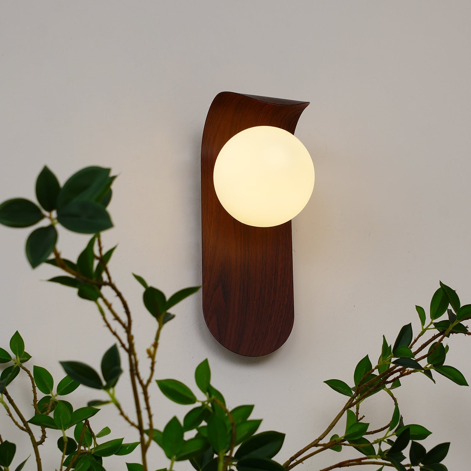Modern Wood or Walnut Wall Light with Plug or Hardwired Options