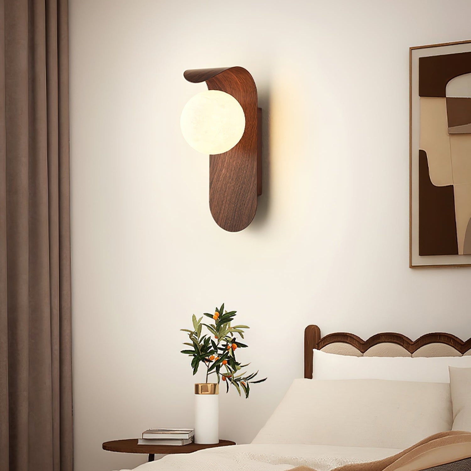 Modern Wood or Walnut Wall Light with Plug or Hardwired Options