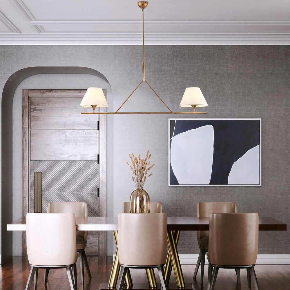 Modern Farmhouse Fabric Chandelier with Black Metal Frame