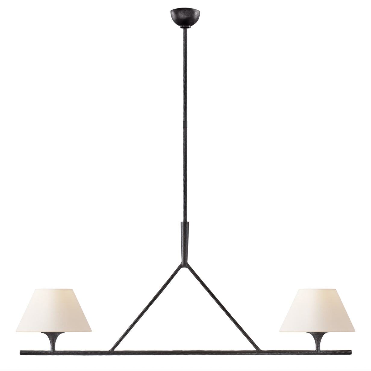 Modern Farmhouse Fabric Chandelier with Black Metal Frame