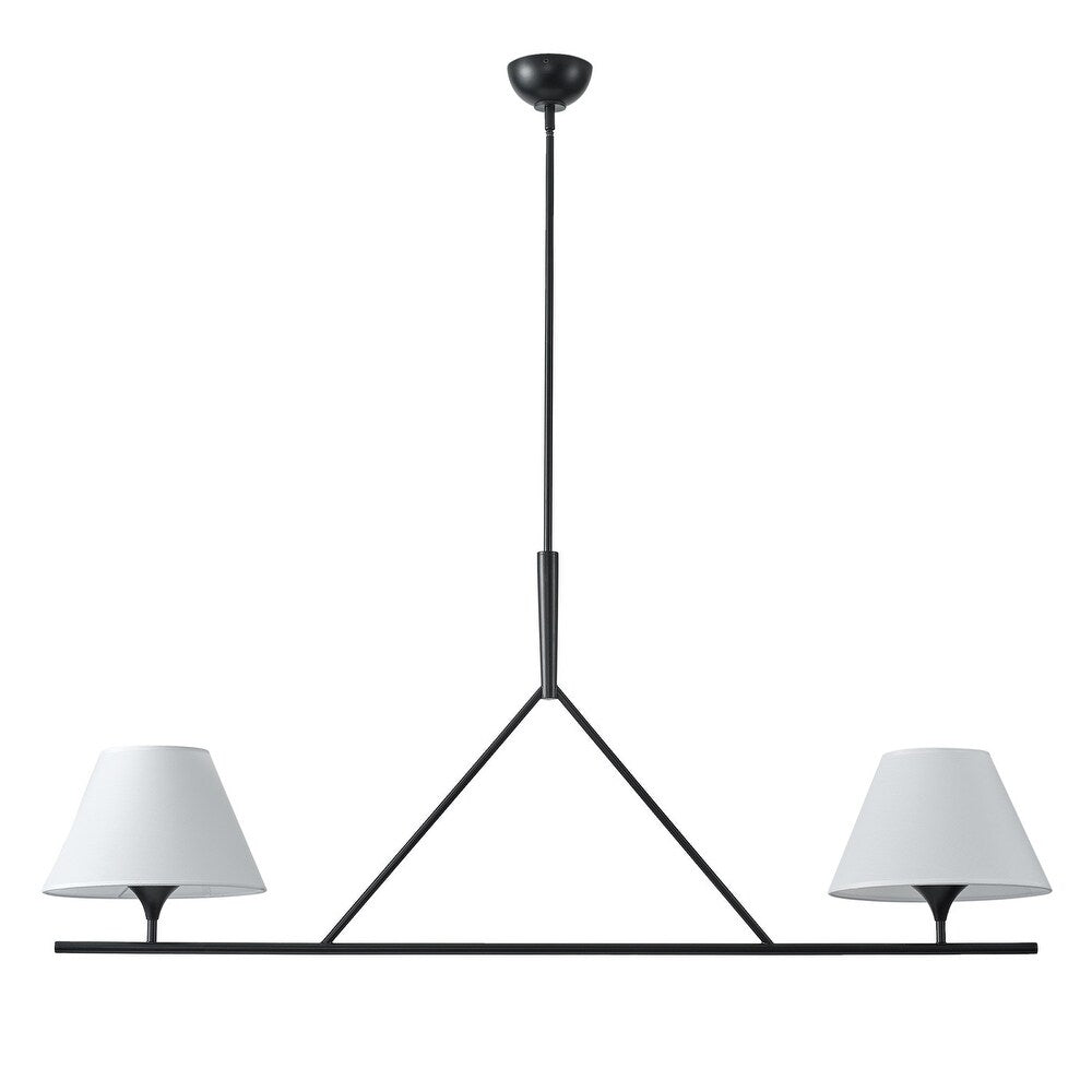 Modern Farmhouse Fabric Chandelier with Black Metal Frame