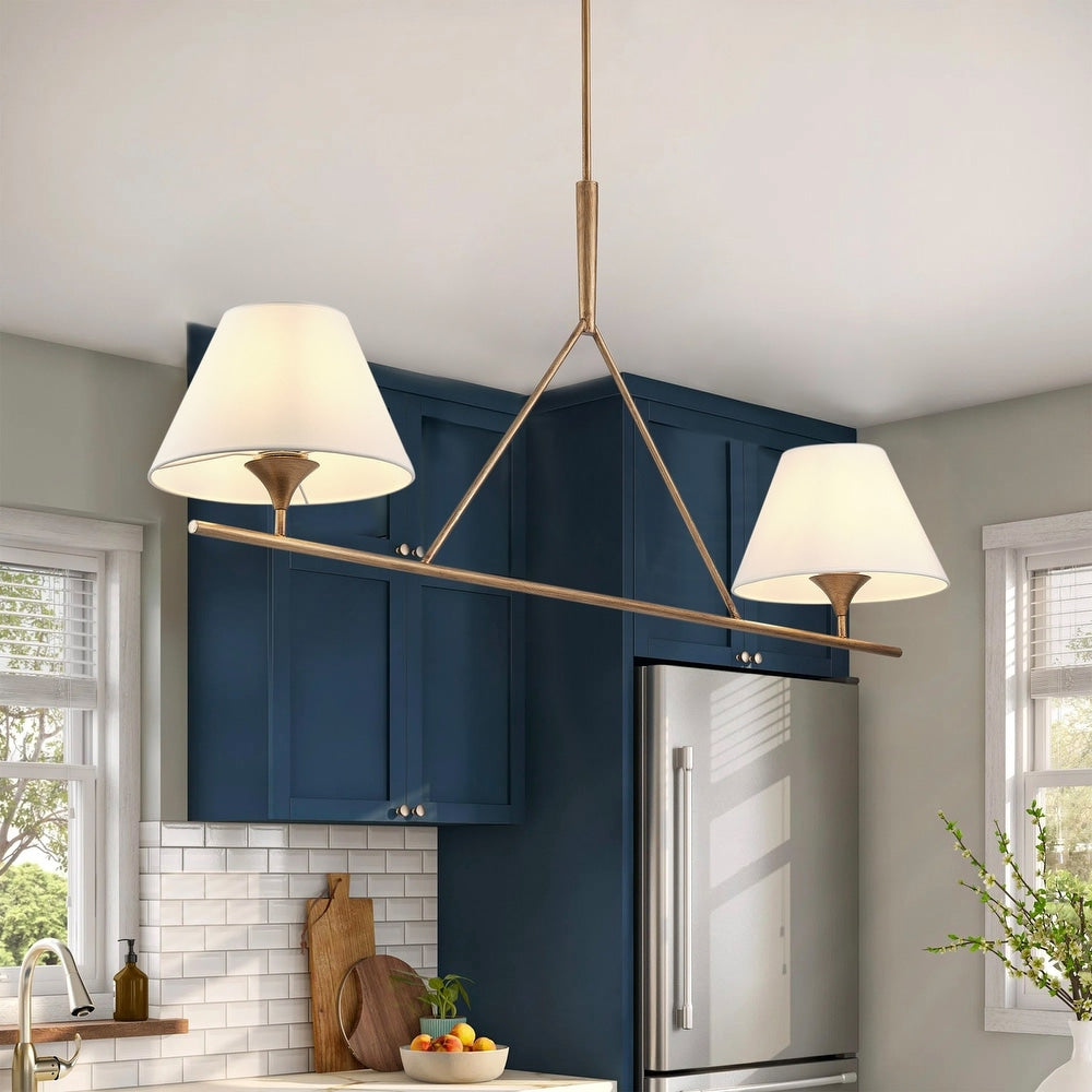 Modern Farmhouse Fabric Chandelier with Black Metal Frame