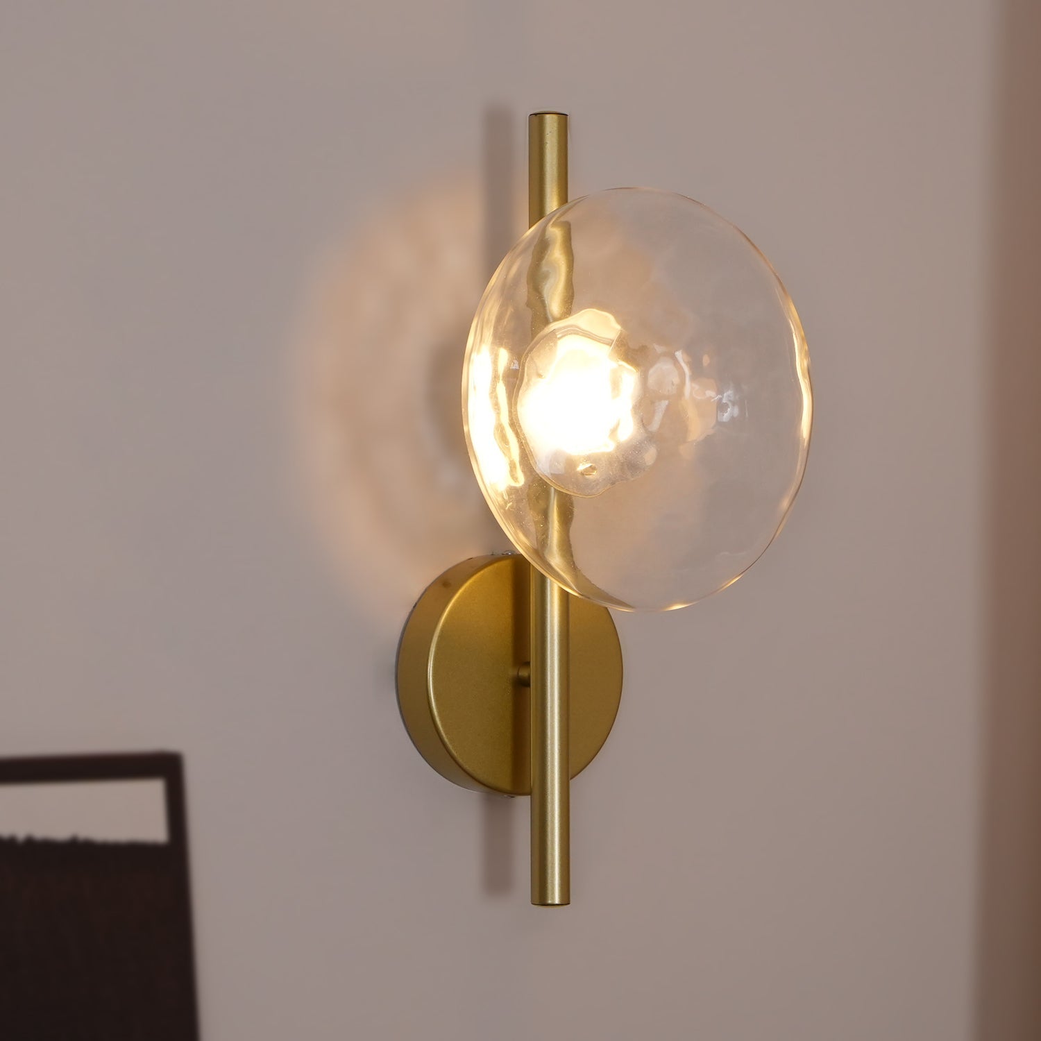 Nordic Ripple Glass Wall Light Modern Round Sconce