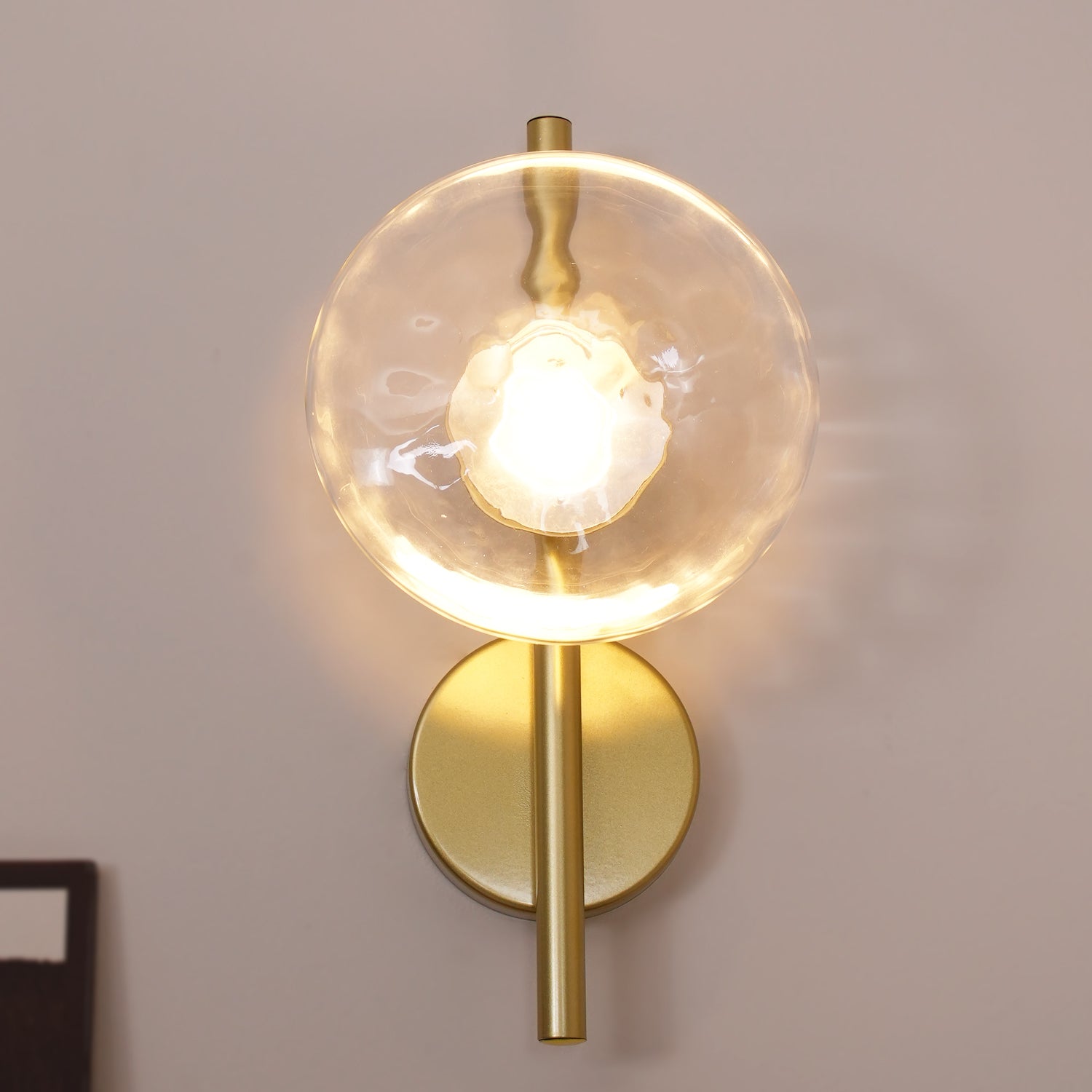 Nordic Ripple Glass Wall Light Modern Round Sconce