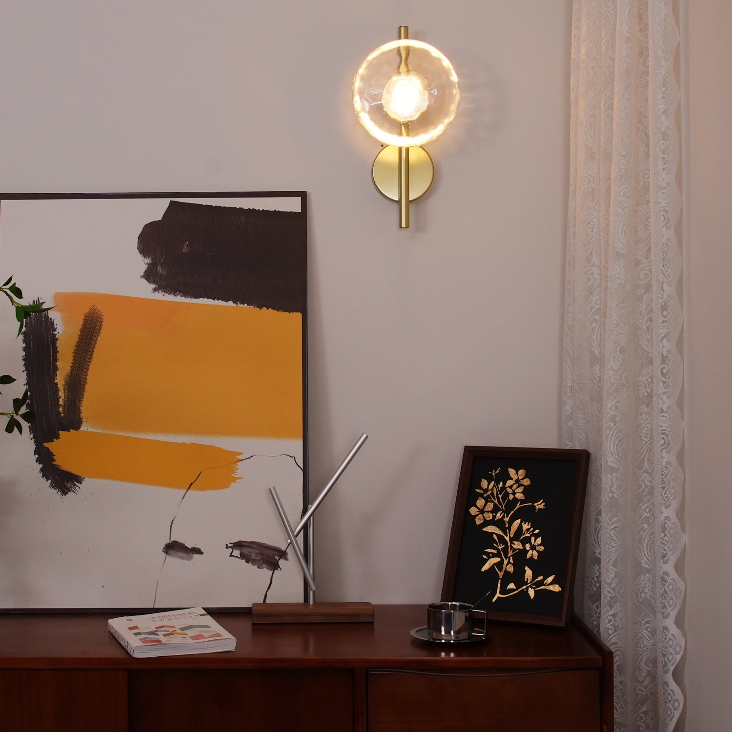Nordic Ripple Glass Wall Light Modern Round Sconce
