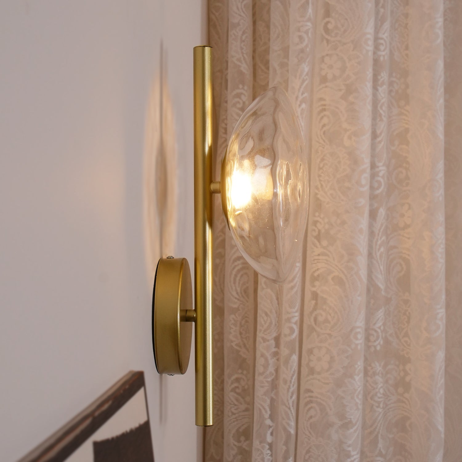 Nordic Ripple Glass Wall Light Modern Round Sconce