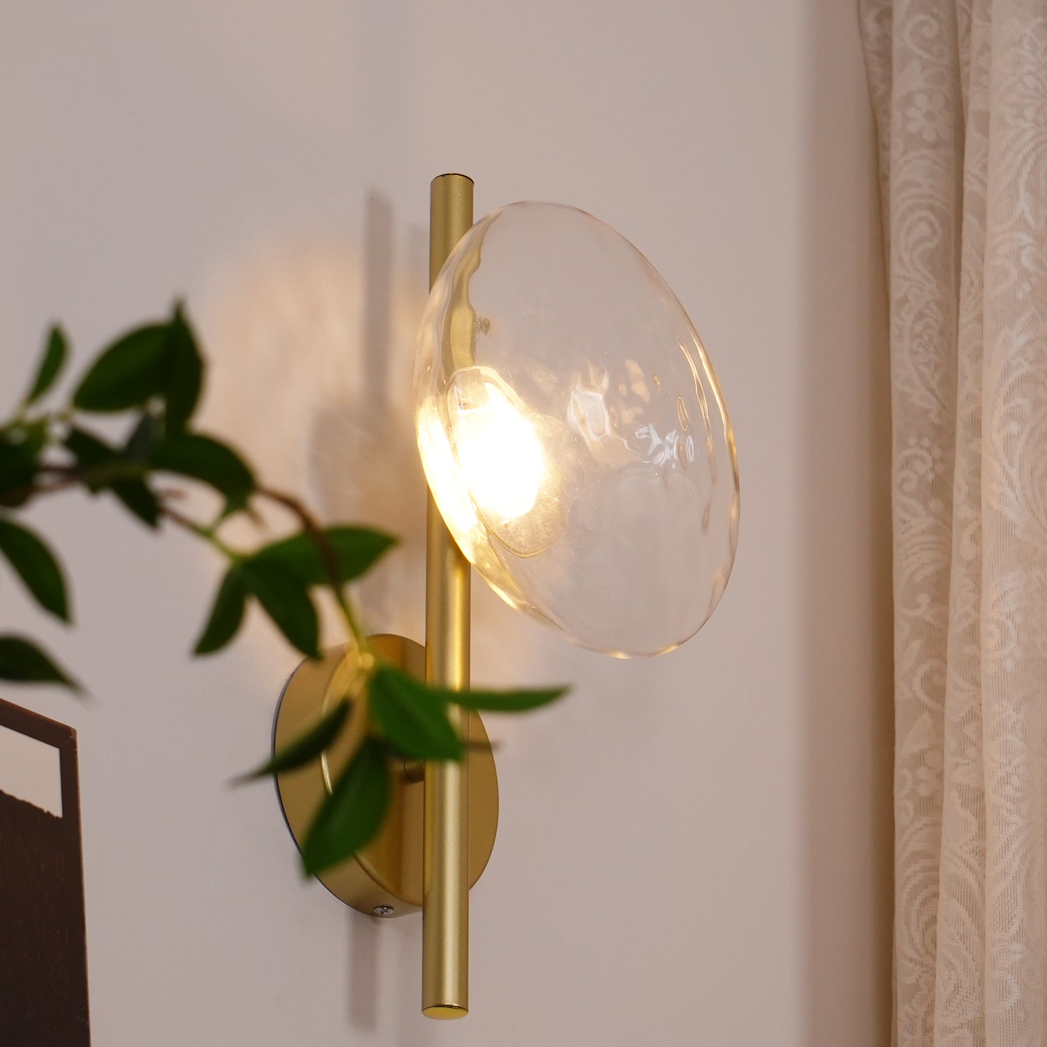 Nordic Ripple Glass Wall Light Modern Round Sconce