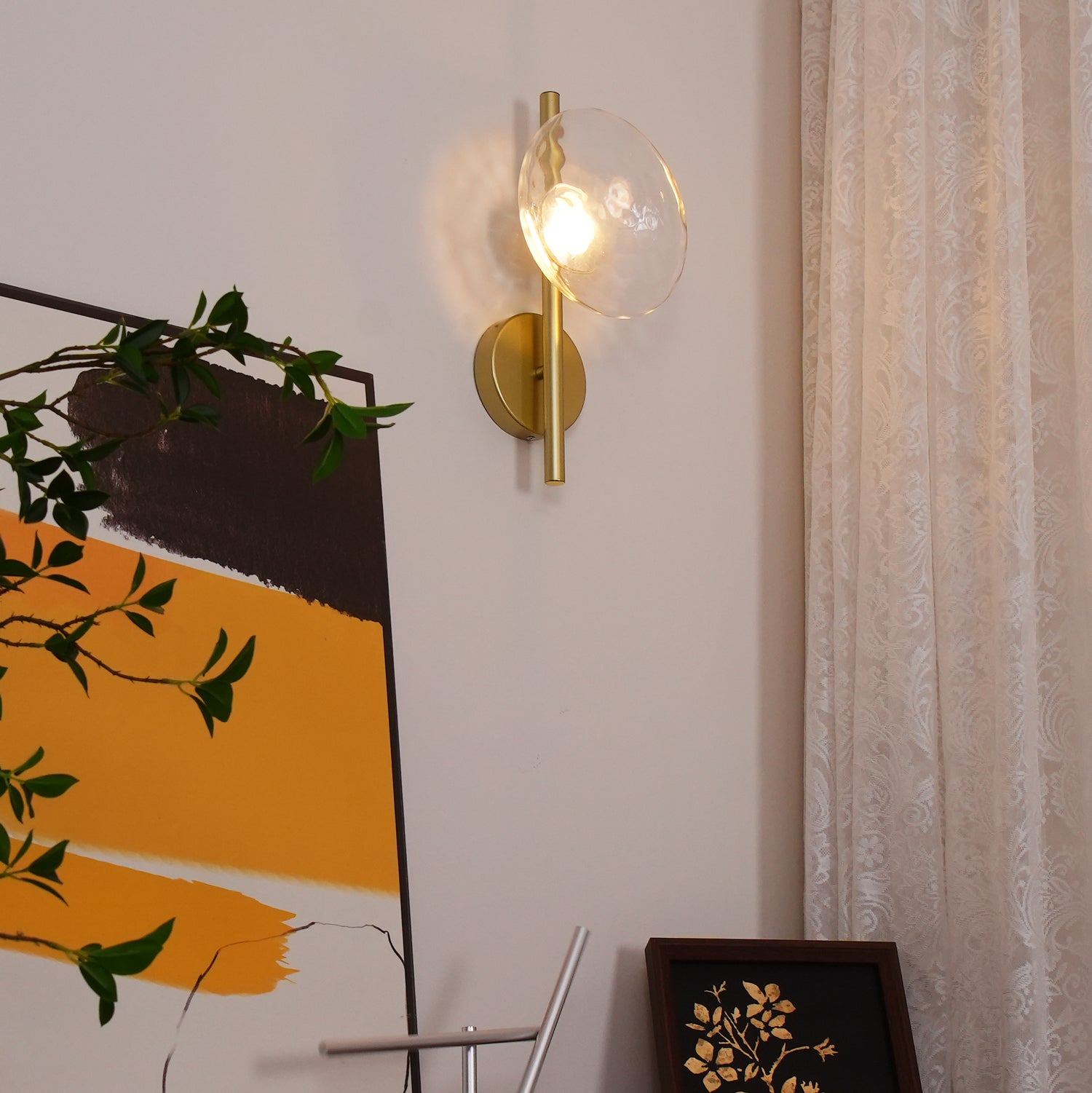 Nordic Ripple Glass Wall Light Modern Round Sconce