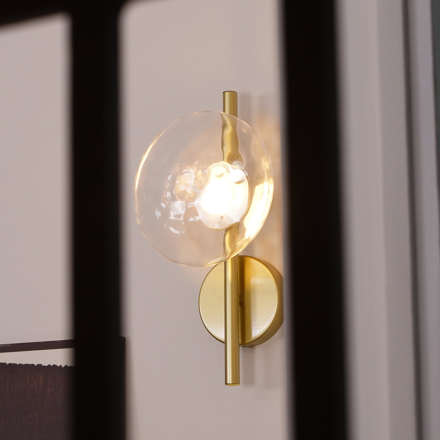 Nordic Ripple Glass Wall Light Modern Round Sconce