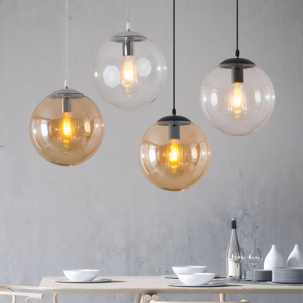 Nordic Round Glass Pendant Light for Kitchen Island and Living Room