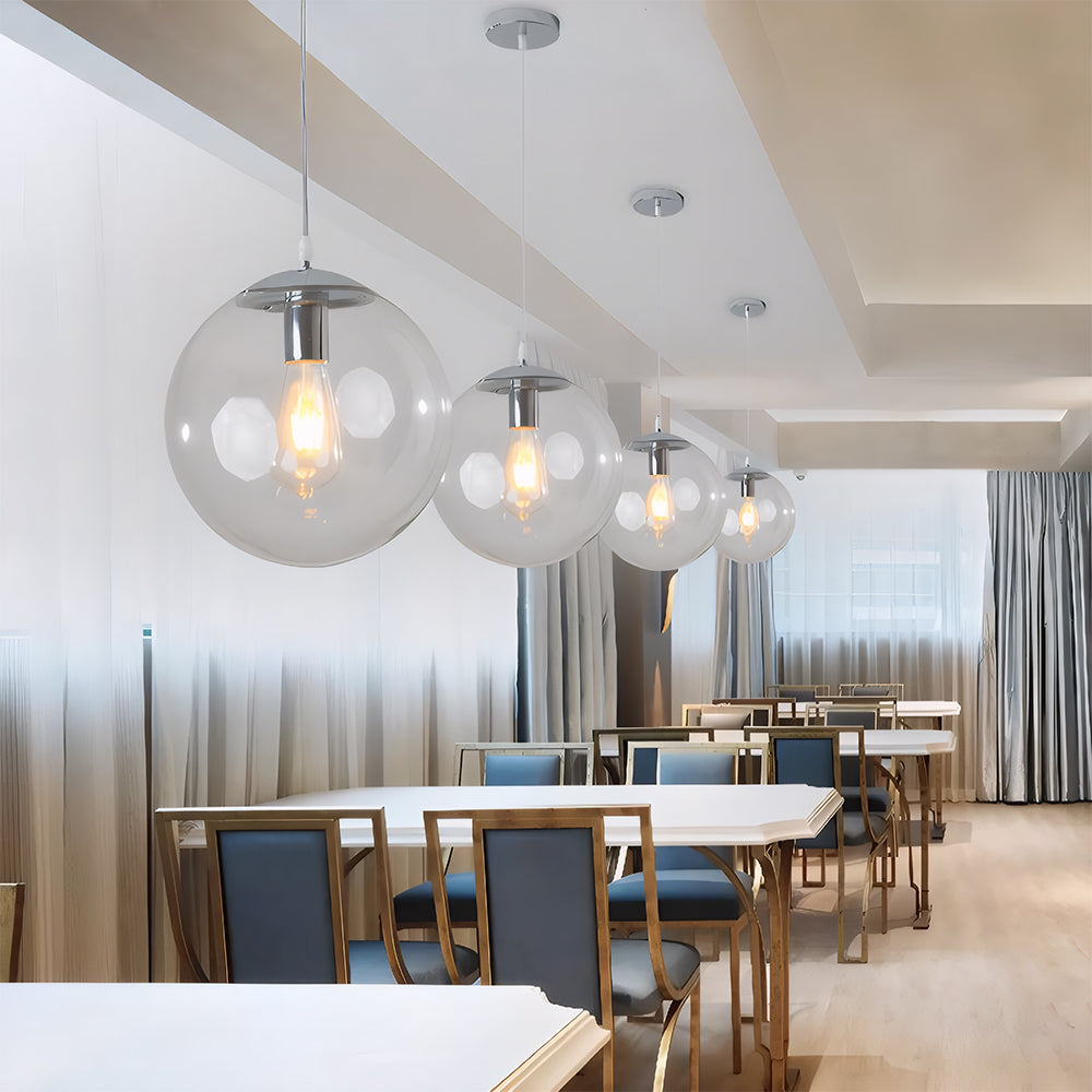 Nordic Round Glass Pendant Light for Kitchen Island and Living Room