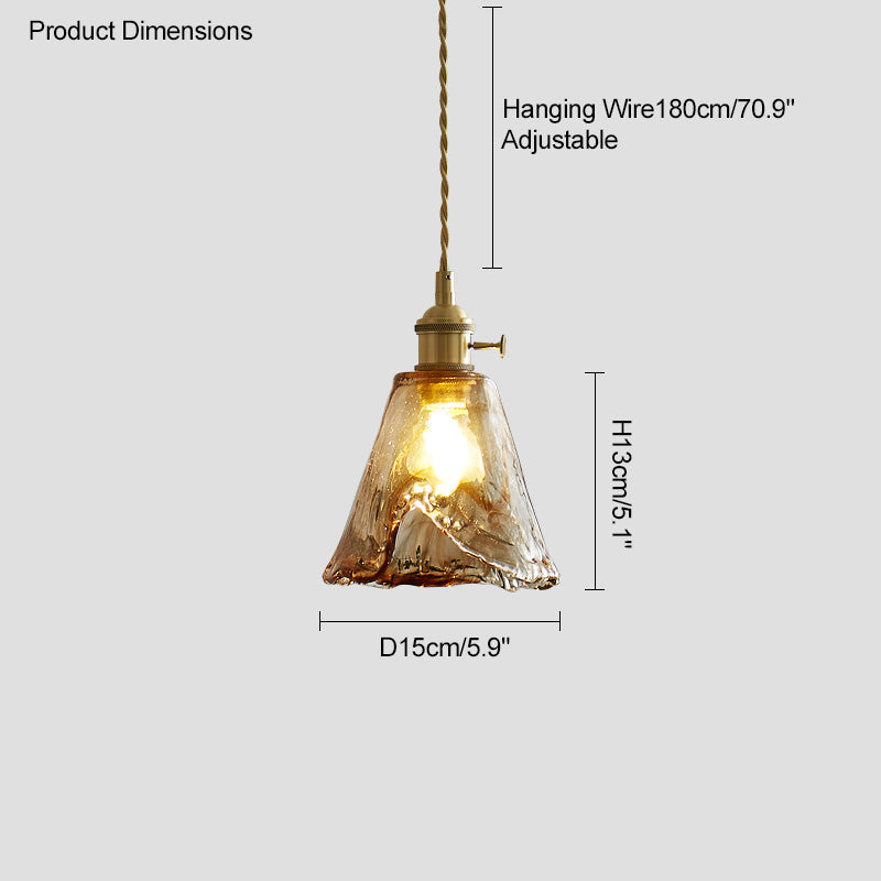 Amber Glass Vintage Pendant Light for Kitchen or Bedroom