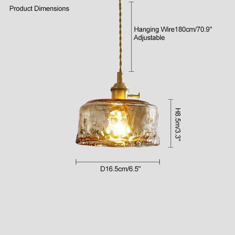 Amber Glass Vintage Pendant Light for Kitchen or Bedroom