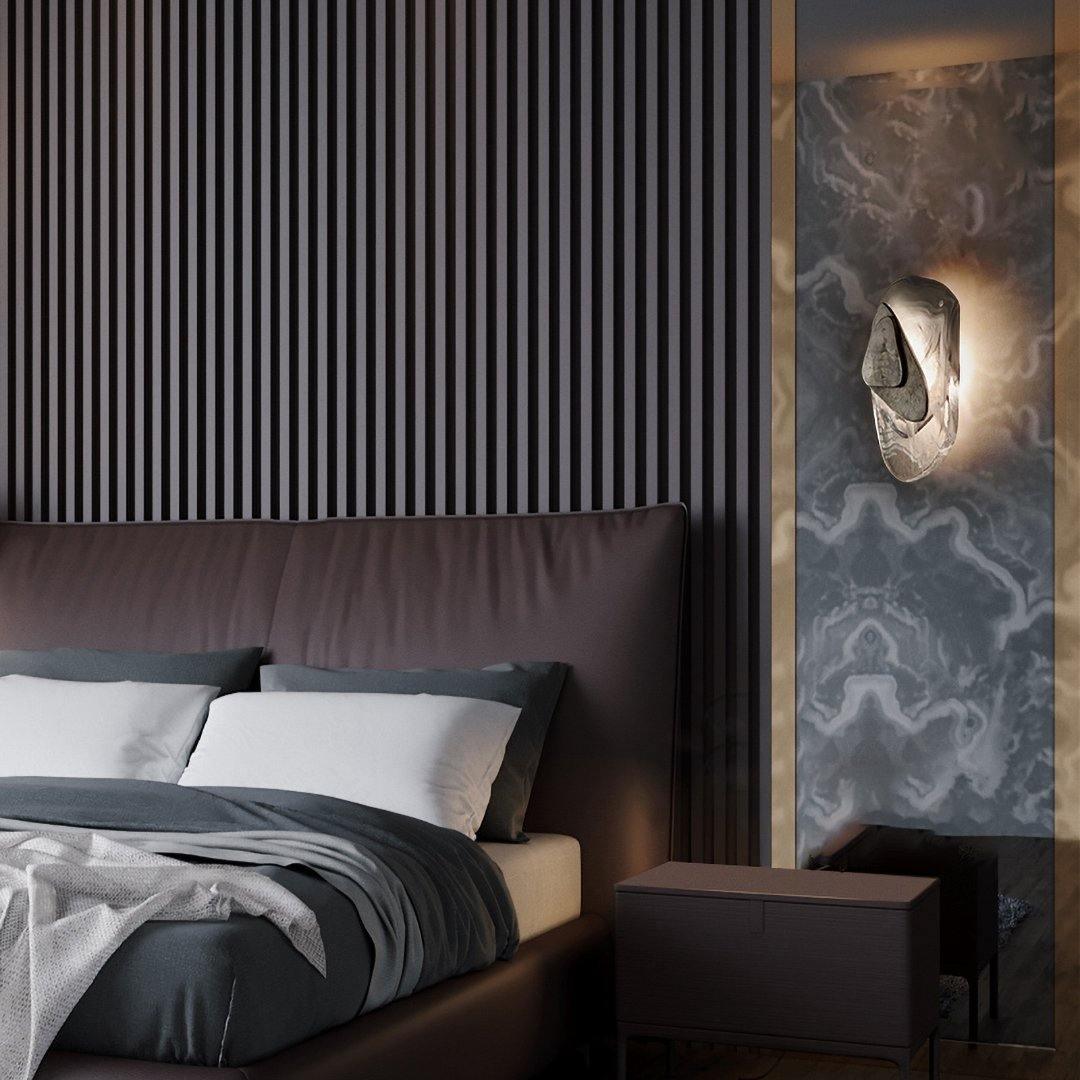 Modern Artistic Black Glass Wall Light for Living Room or Bedroom