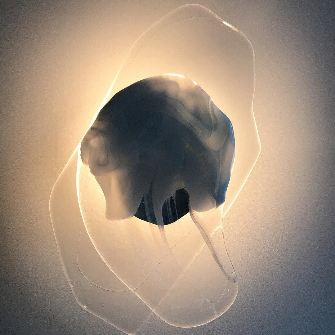 Modern Artistic Black Glass Wall Light for Living Room or Bedroom